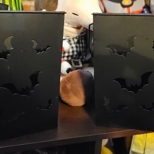 Halloween candle holders with bat cut outs